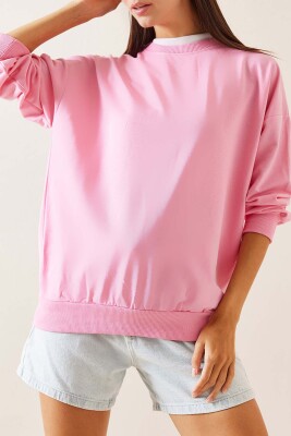 Pembe Bisiklet Yaka Sweatshirt 5YXK8-48918-20 