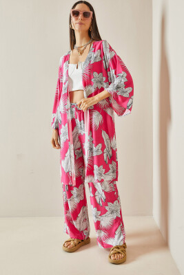 Pembe Çiçek Desenli Kimono Takım 5YXK8-48600-20 - 2