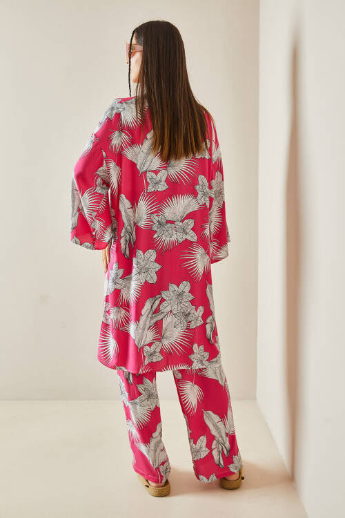 Pembe Çiçek Desenli Kimono Takım 5YXK8-48600-20 - 5