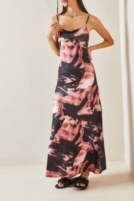 Pudra Batik Desenli Askılı Maxi Elbise 5YXK6-48854-50 - XHAN