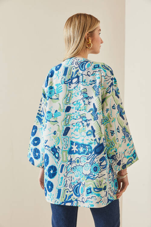 Saks Desenli Oversize Kimono 5YXK4-48062-15 - 6