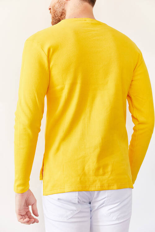 Sarı Arkası Uzun Basic Sweatshirt 0YXE8-44042-10 - 3