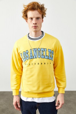 Sarı Peluş Baskılı Sweatshirt 2KXE8-45351-10 - 2