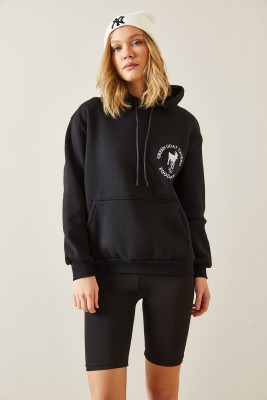 Siyah Arkası Baskılı Şardonlu Kapüşonlü Sweatshirt 4KXK8-47704-02 - 3