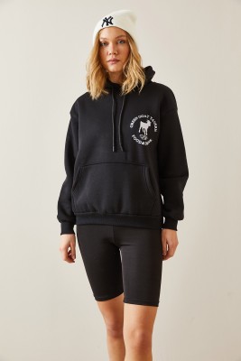 Siyah Arkası Baskılı Şardonlu Kapüşonlü Sweatshirt 4KXK8-47704-02 - 7