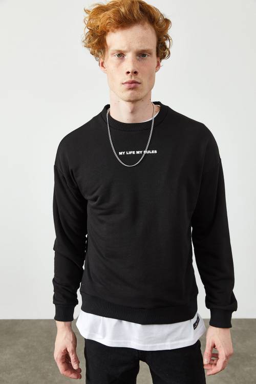 Siyah Arkası Baskılı Sweatshirt 2KXE8-45352-02 - 5