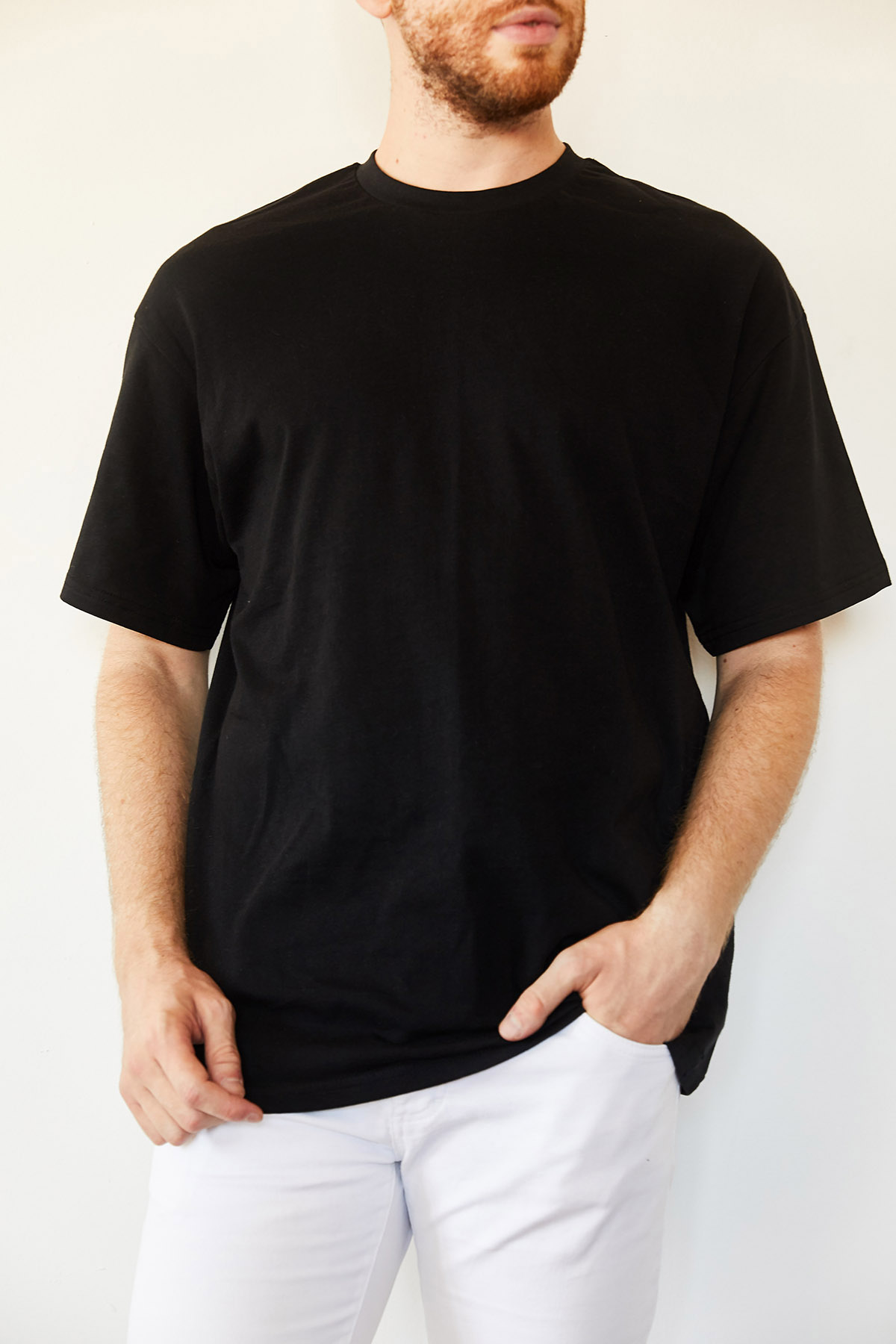 Siyah Basic Bol Kesim Oversize Tişört 0YXE1-44124-02 - 1