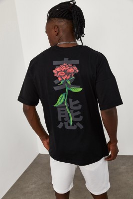 Siyah Baskı Desenli Oversize Tişört 1YXE1-45084-02 - 1