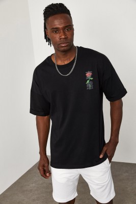 Siyah Baskı Desenli Oversize Tişört 1YXE1-45084-02 - 2