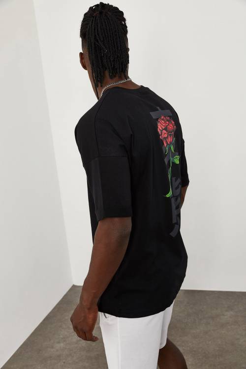 Siyah Baskı Desenli Oversize Tişört 1YXE1-45084-02 - 7