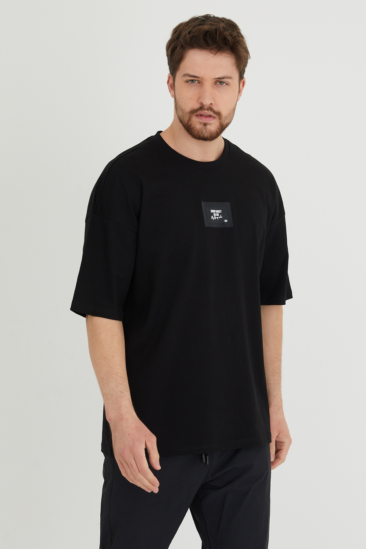 Siyah Baskılı Oversize Tişört 1KXE1-44634-02 - 2