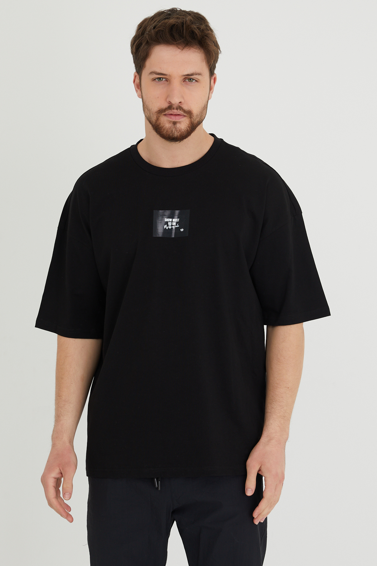 Siyah Baskılı Oversize Tişört 1KXE1-44634-02 - 5