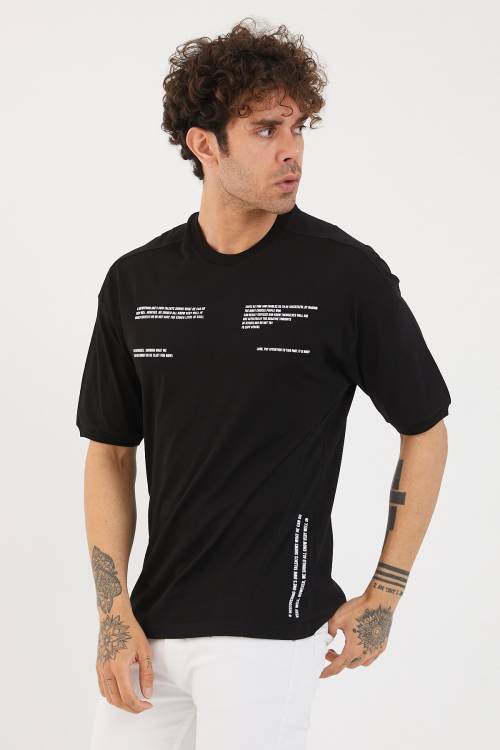 Siyah Baskılı Oversize Tişört 1YXE1-44877-02 - 1