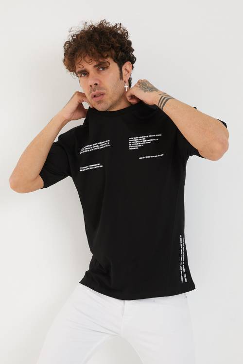Siyah Baskılı Oversize Tişört 1YXE1-44877-02 - 5