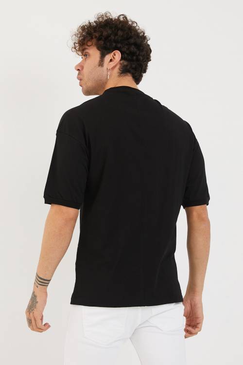 Siyah Baskılı Oversize Tişört 1YXE1-44877-02 - 8