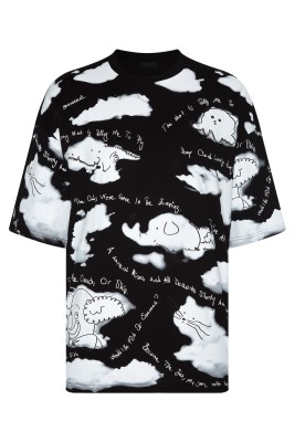 Siyah Baskılı Oversize Tişört 2YXE2-45959-02 - XHAN