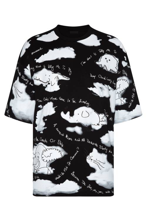 Siyah Baskılı Oversize Tişört 2YXE2-45959-02 - 1