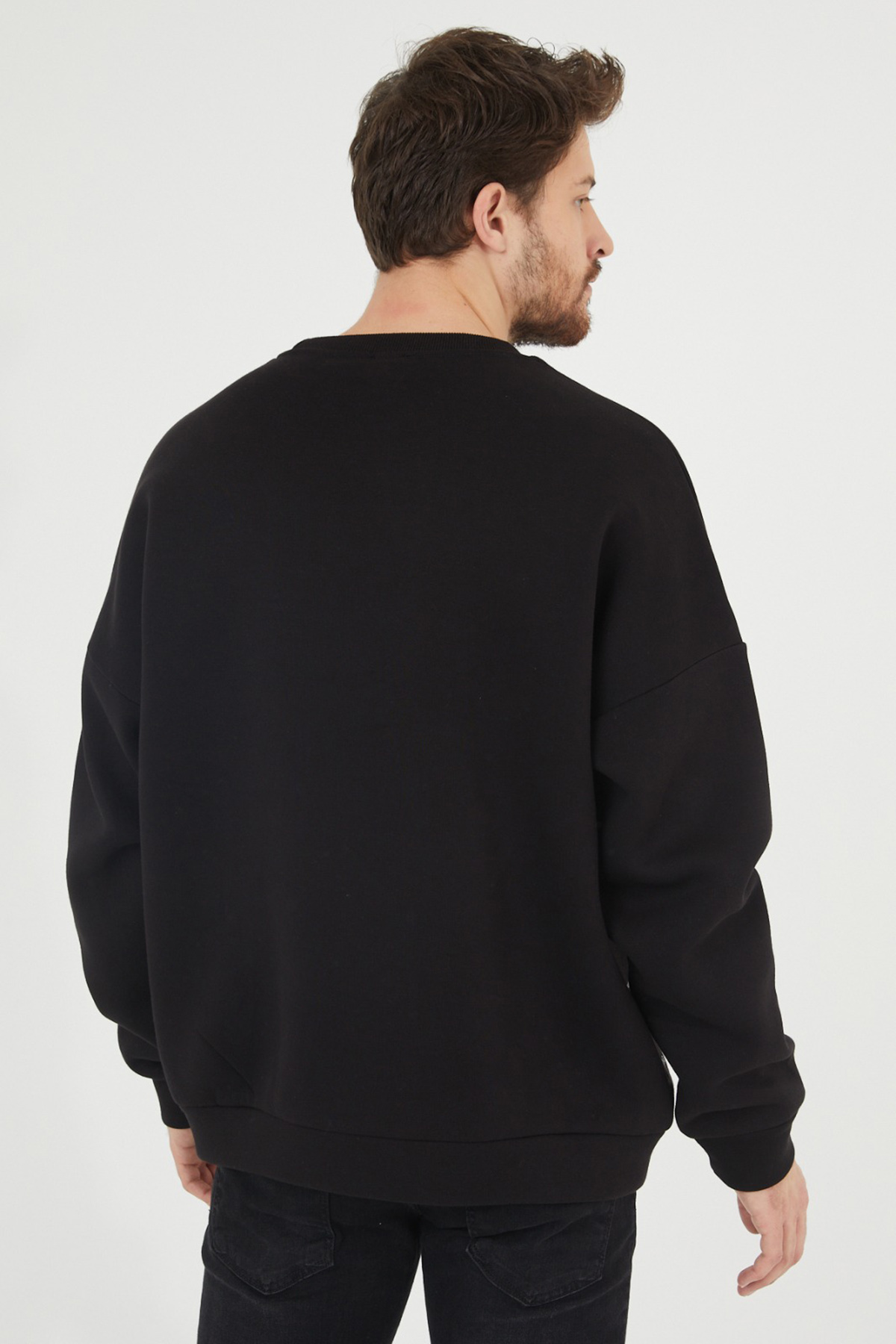 Siyah Baskılı Sweatshirt 1KXE8-44447-02 - 4