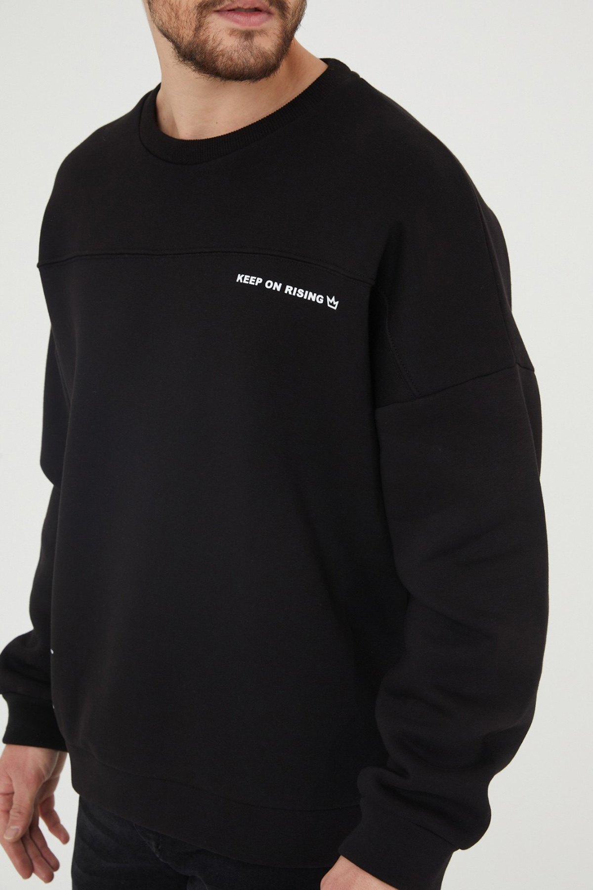 Siyah Baskılı Sweatshirt 1KXE8-44447-02 - 5