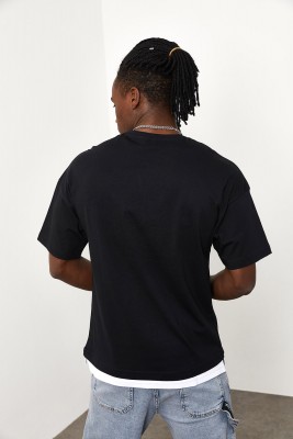 Siyah Baskılı Tişört 1YXE1-44936-02 - 8