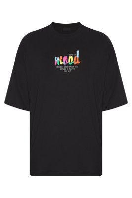 Siyah Basklılı Oversize Tişört 2YXE2-45952-02 - 1