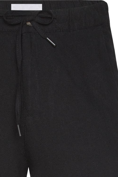Siyah Beli Lastikli Salaş Keten Pantolon 2YXE5-45931-02 - 2