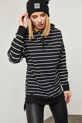 Siyah & Beyaz Çizgili Sweatshirt 2KXK8-45615-02 - 4