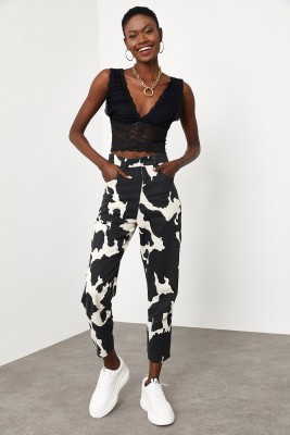 Siyah & Beyaz Desenli Pantolon 1KXK5-44781-86 