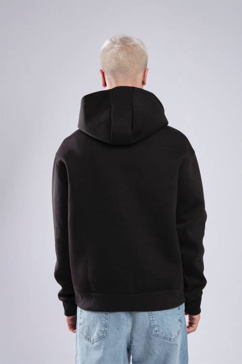 Siyah Boğazlı Oversize Kapüşonlu Sweatshirt 3YXE8-47563-02 - 2
