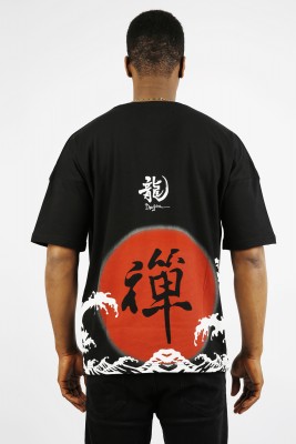 Siyah Chinese Baskılı Oversize Tişört 1YXE1-44910-02 - 1