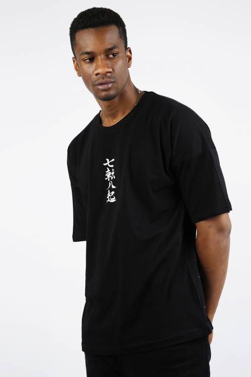 Siyah Chinese Baskılı Oversize Tişört 1YXE1-44915-02 - 3