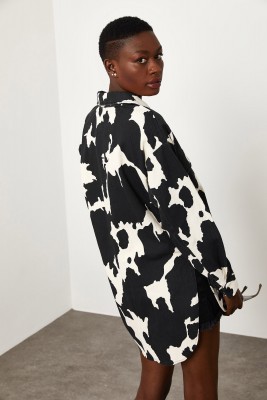 Siyah Cow Desenli Ceket 1KXK4-44841-87 - 8