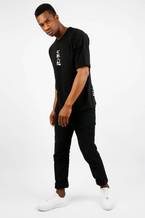 Siyah Ejder Baskılı Oversize Tişört 1YXE1-44993-02 - 2