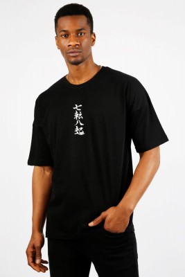 Siyah Ejder Baskılı Oversize Tişört 1YXE1-44993-02 - 3