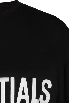 Siyah Essentials Basklı Oversize Tişört 2YXE2-45975-02 - 2
