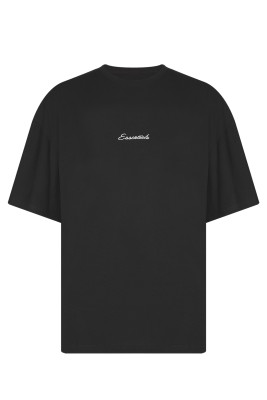 Siyah Essentials Nakışlı Oversize Tişört 2YXE2-45972-02 - 1