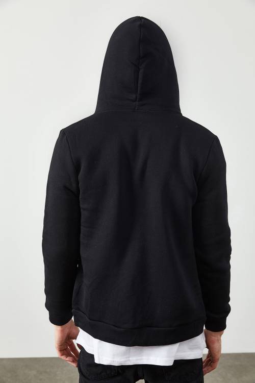 Siyah Fermuarlı Kapüşonlu Basic Sweatshirt 2KXE8-45378-02 - 7
