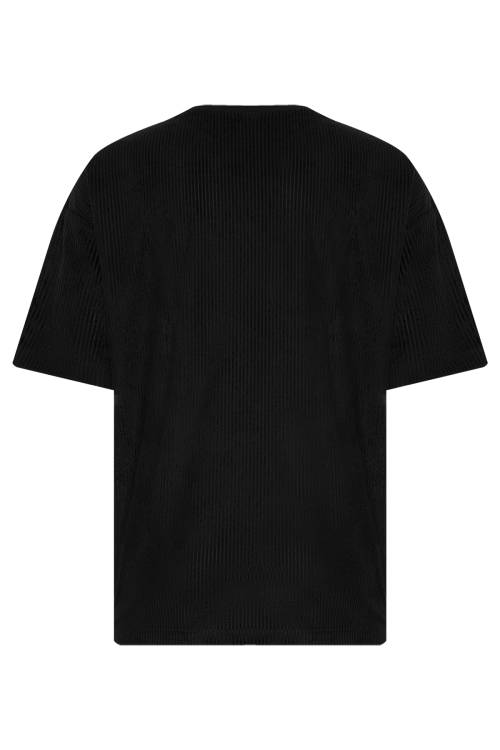 Siyah Freedom Nakışlı Fitilli Oversize Tişört 2YXE2-45986-02 - 3