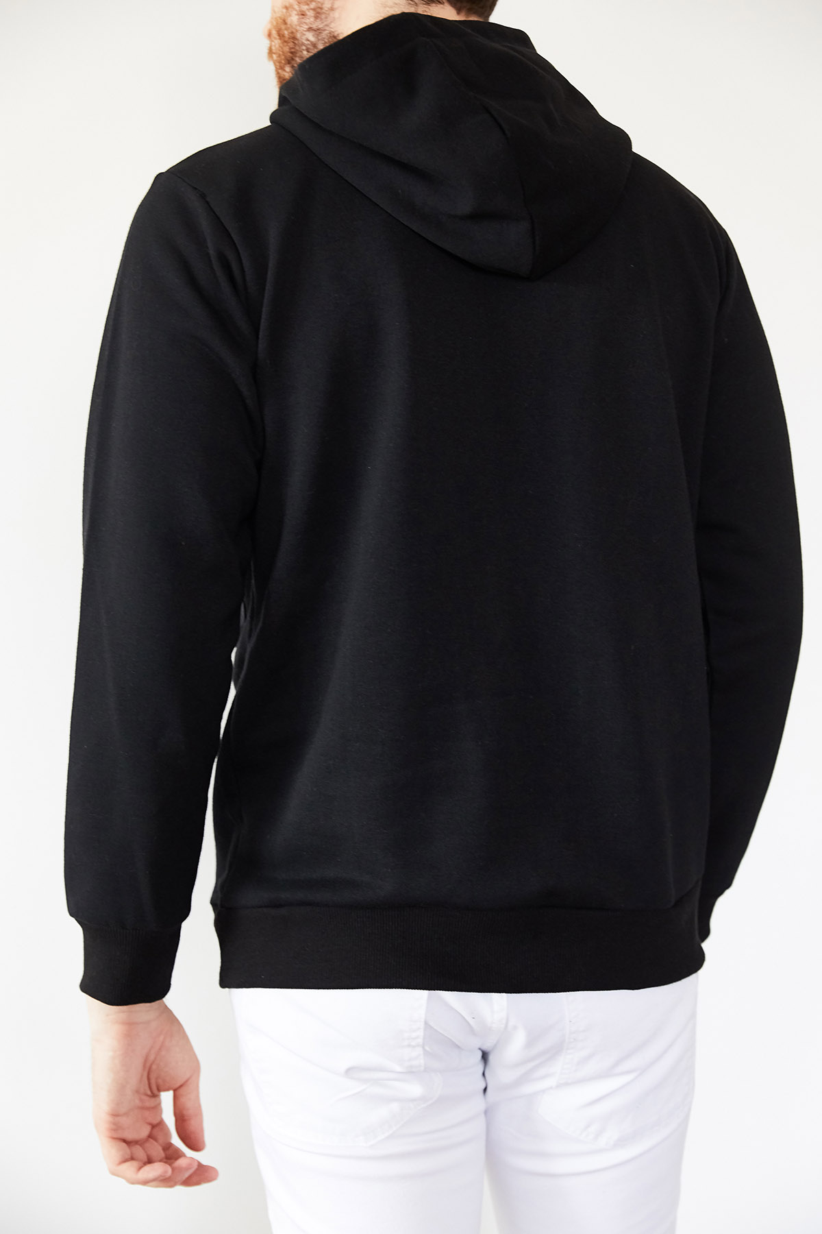Siyah Geniş Cep Detaylı Üç İplik Kapüşonlu Sweatshirt 1KXE8-44177-02 - 2