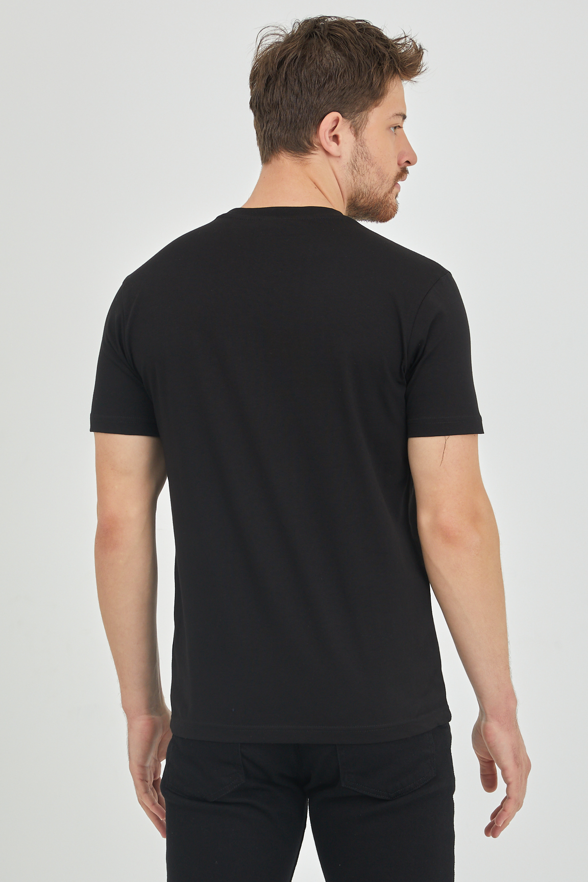Siyah Kabartma Baskılı Tişört 1KXE1-44622-02 - 5