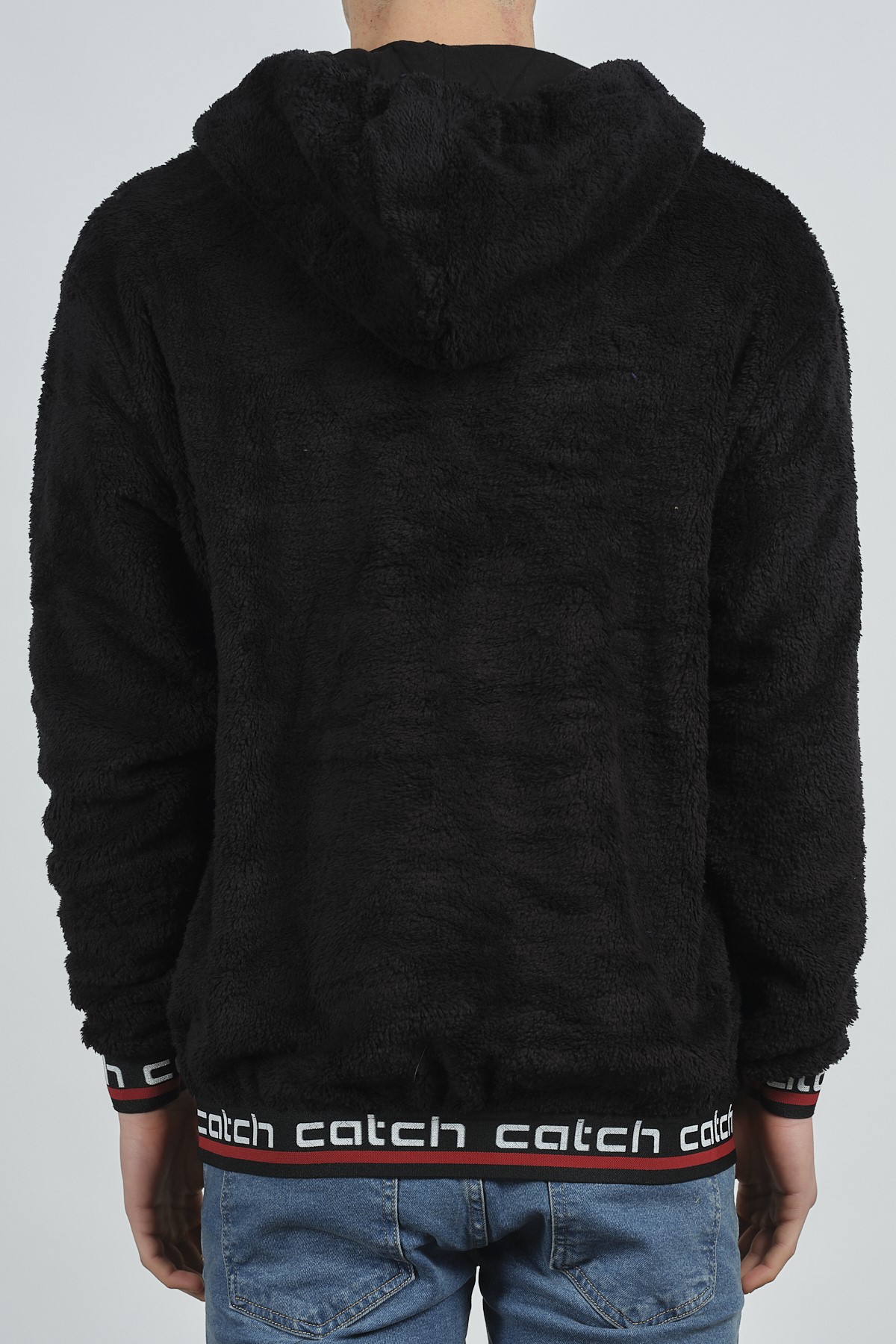 Siyah Kanguru Cepli Peluş Sweatshirt 1KXE8-44270-02 - 4