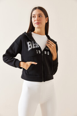 Siyah Kapüşonlu & Baskılı Sweatshirt 5YXK8-48911-02 - 5