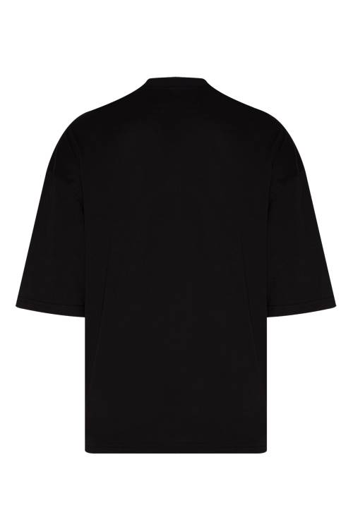 Siyah Keçe Detaylı Baskılı Oversize Tişört 2YXE2-45967-02 - 3