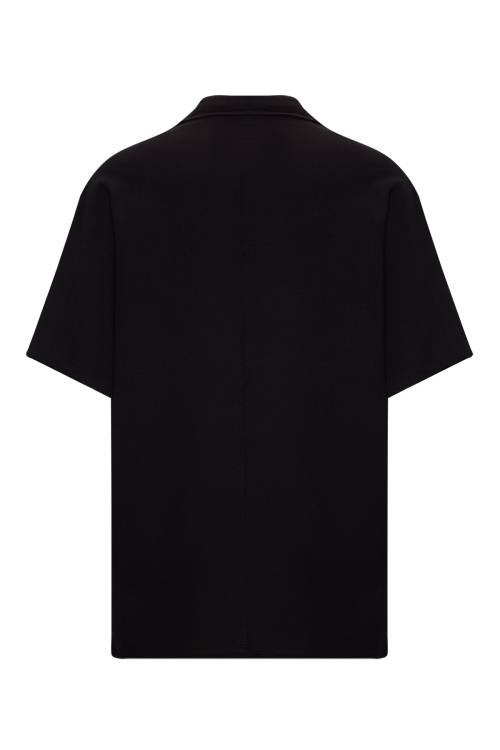 Siyah Kruvaze Yaka Oversize Keten Gömlek 2YXE2-45965-02 - 3