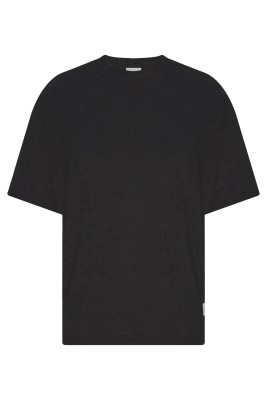 Siyah Likralı Gofre Oversize Tişört 2YXE2-45981-02 
