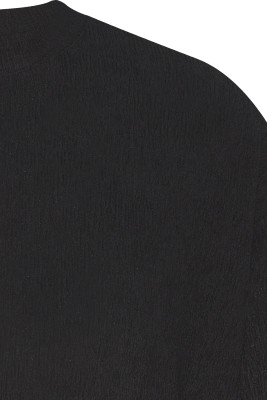 Siyah Likralı Gofre Oversize Tişört 2YXE2-45981-02 - 2