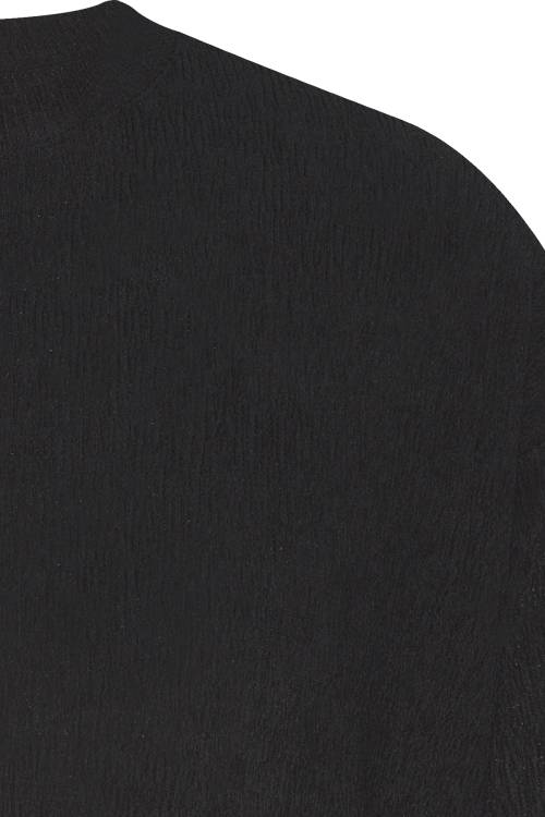 Siyah Likralı Gofre Oversize Tişört 2YXE2-45981-02 - 2