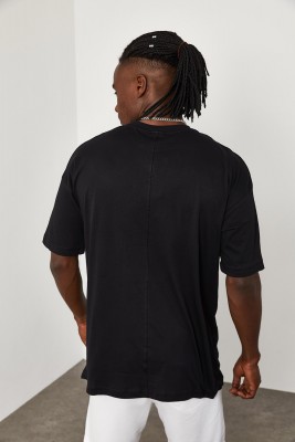 Siyah Önü Yazılı Oversize Tişört 1YXE1-45094-02 - 7