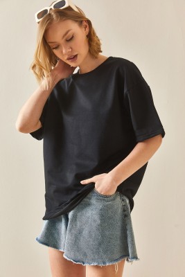 Siyah Oversize Basic Tişört 3YXK1-47087-02 