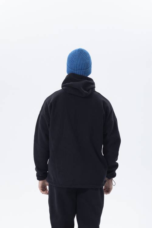 Siyah Oversize Kapüşonlu Polar Sweatshirt 2KXE8-45511-02 - 4